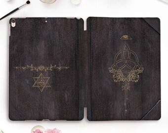 Book iPad case Witch iPad Pro 11 12.9 2021 10.5 9.7 10.2 Air 4 Mini 5 Vintage Occult Gothic Old Book Aesthetic Magic Spells Girly Goth case