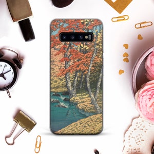 Art Phone case for Samsung Galaxy s23 Ultra Aesthetic Galaxy s22 Plus s21 Pixel 8 7a 6a Vintage Japanese painting Autumn Nature Trees case