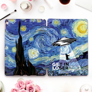 Quote iPad case Van Gogh iPad Pro 11 12.9 10.5 9.7 10.2 Air 4 Mini 5 for Boys Teens Men Funny Art Alien Nature Tree Cow Starry Night case
