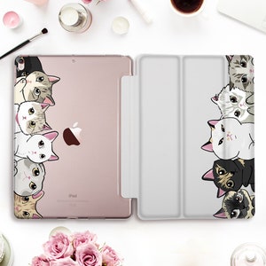 Cats iPad case Cute iPad Pro 11 12.9 10.5 Kawaii iPad 9.7 10.2 inch 2020 Air 3 Mini 5 for Girls Kids Cat Animals Funny Kittens Stand case