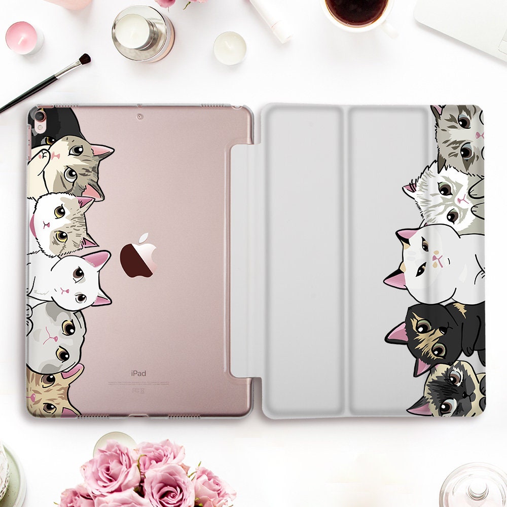 Cute Cat Cover for iPad 9th/8th/7th 10.2 2021 Air 1/2 9.7 Mini 1/2/3/4/5  7.9 Pro11 Smart Tablet Case for iPad Air5 10.9 10th Gen
