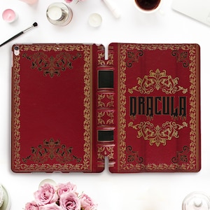 Book iPad case Vintage iPad Pro 11 12.9 10.2 10.5 Air 4 10.9 9.7 Mini 6 Horror Retro Aesthetic Old Book Style Goth Red Gothic Halloween case