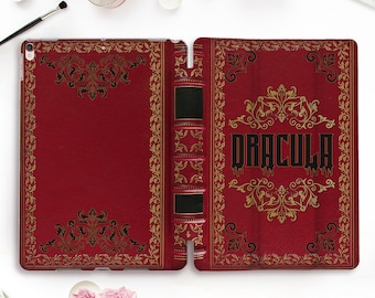 Book iPad case Vintage iPad Pro 11 12.9 10.2 10.5 Air 4 10.9 9.7 Mini 6 Horror Retro Aesthetic Old Book Style Goth Red Gothic Halloween case