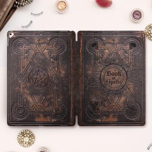 Goth iPad case Horror iPad 11th 10th Air 11 m2 m3 iPad Pro 13 12.9 10.2 Mini 7 Vintage book of Spells cover that looks like a book for witch
