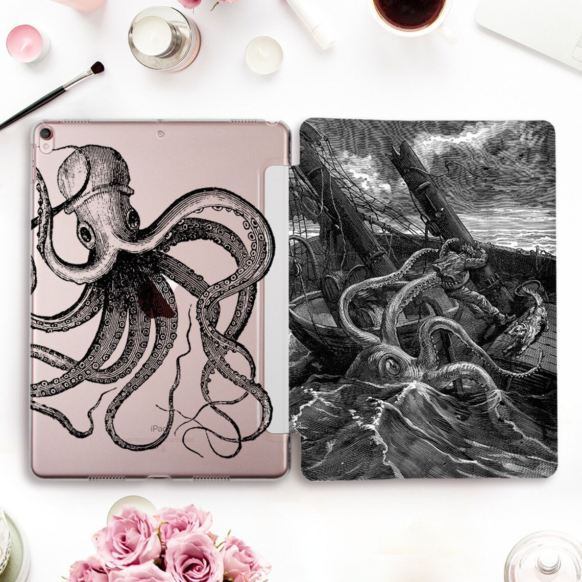 Octopus iPad Case Vintage iPad Pro 11 12.9 10.5 Ocean iPad 9.7 10.2 Air ...