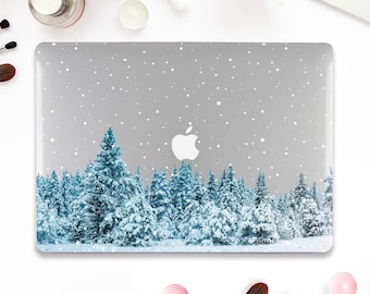 Custodia per Macbook Trees Forest Macbook Pro 13 Air 13 15 M2 M1 Pro 14 Macbook Pro 16" Estetica naturale Alberi di Natale Design trasparente Custodia invernale