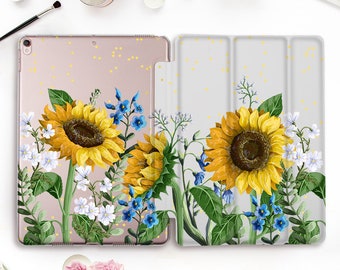 Sunflowers iPad case Girl iPad Pro 11 12.9 10.5 Cute iPad 9.7 10.2 inch Air 3 Mini 5 Floral Flowers Nature Yellow Sunflower Green Girly case