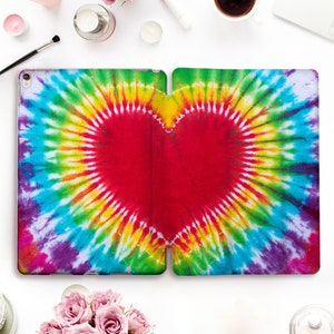 Tie Dye iPad case Vintage iPad Pro 11 12.9 10.5 Girl iPad 9.7 6th 5th Air 3 Mini 5 Retro Rainbow Cute Heart Art Paint Hippie Smart cover