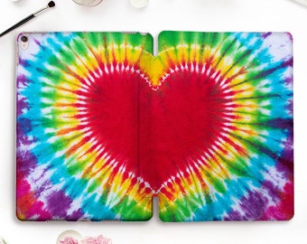 Tie Dye iPad case Vintage iPad Pro 11 12.9 10.5 Girl iPad 9.7 6th 5th Air 3 Mini 5 Retro Rainbow Cute Heart Art Paint Hippie Smart cover