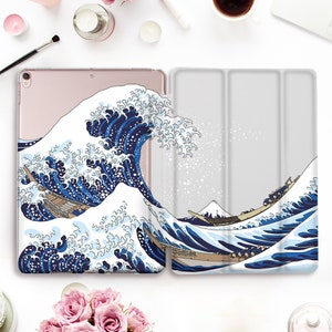 Japanese iPad case Art iPad Pro 11 12.9 10.5 Vintage iPad 9.7 10.2 inch Air 3 Mini 5 Japan Ocean Nature Antique the Great Wave of Kanagawa