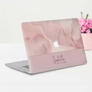 Marble MacBook case Name MacBook Pro 13 Air 13 15 M2 M1 Pro 14 MacBook Pro 16 Aesthetic custom Personalized pink lilac marble Girly case image 2