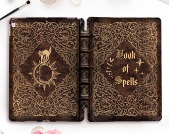 Book iPad case Retro iPad Pro 11 12.9 10.2 10.5 Air 5 4 10.9 9.7 Mini 6 Vintage Old Book of Spells Style Aesthetic Trendy Occult Design case