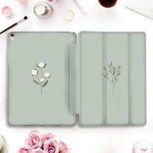 Flowers iPad case Aesthetic iPad Pro 11 12.9 2021 10.5 9.7 10.2 Air 4 Mini 5 Floral Cute Pastel Green Kawaii Neutral Minimalist Girly case