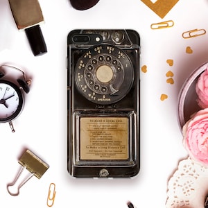 Retro iPhone-hoesje voor iPhone 14 13 12 11 XR Esthetisch hoesje Galaxy S23 S22 Vintage oude telefoon trendy ontwerp voor hipster antiek donker hoesje