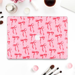 Bows Macbook case Cute Macbook Pro 13 inch Air 13 15 M2 M3 2024 Pro 14 Pro 16 Aesthetic pink red bows ribbons Coquette kawaii girly case