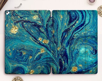 Marble iPad case for iPad Pro 11 12.9 10.5 Green iPad 10.2 7th 9.7 6th gen iPad Air 3 Mini 5 for Girl Gold Blue Paint Abstract Marble cover