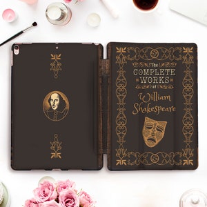 Book iPad case Aesthetic iPad Pro 11 12.9 10.2 10.5 10th Air 5 10.9 9.7 Mini 6 Vintage Old Book Retro Literature Reading Shakespeare case