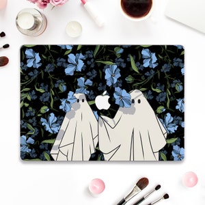 Ghosts Macbook case Cute Macbook Pro 13 Air 13 15 M2 M1 Pro 14 Macbook Pro 16 15&quot; Blue flowers Funny Halloween Aesthetic floral kawaii case