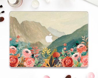 Natuur MacBook geval bloemen MacBook Pro 13 Air 13 15 M2 M1 Pro 14 inch Macbook Pro 16 esthetische bergen schattige bloemenkunst voor meisjes geval