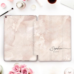 Name iPad case Marble iPad 10th 9th Air 5 4 Pro 12.9 11 iPad 10.2 10.9 Mini 6th 10.5 9.7 Aesthetic Personalized Custom Neutral Marble case
