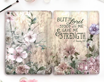 Floral iPad case Bible Verse iPad Pro 11 12.9 10.2 10.5 Air 5 4 10.9 9.7 Mini 6 Christian Quote Flowers Aesthetic Religious case for Women