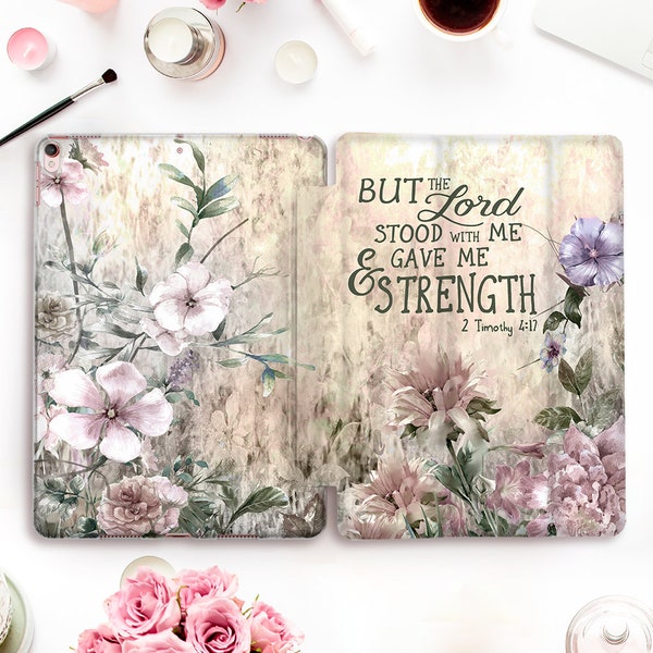 Floral iPad case Bible Verse iPad Pro 11 12.9 10.2 10.5 Air 5 4 10.9 9.7 Mini 6 Christian Quote Flowers Aesthetic Religious case for Women