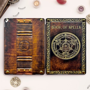 Book iPad case for iPad Pro 11 12.9 10.5 Vintage iPad 10.2 7th 9.7 6th gen iPad Air 3 Mini 5 Old Book of Spells Style Antique Witch Magic
