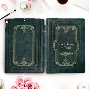 Custodia a libro per iPad Vintage iPad Pro 11 12.9 10.2 10.5 Air 5 4 10.9 9.7 Mini 6 Retro Estetica Vecchio stile a libro C'era una volta Custodia verde scuro