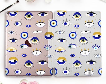 Eyes iPad case Girls iPad Pro 11 12.9 10.5 Cute iPad 9.7 6th 10.2 7th gen Air 3 Mini 5 Blue Evil Eye Girly Minimalist For Woman Lashes cover