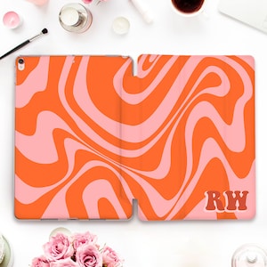 Monogram iPad case Custom iPad 10th gen 9th Air 5 4 Pro 12.9 11 iPad 10.2 10.9 Mini 6 10.5 9.7 inch Retro Personalized Initials Groovy case