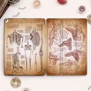 Da Vinci iPad case for iPad Pro 11 12.9 10.5 Vintage iPad 10.2 7th gen 9.7 iPad Air 3 Mini 5 Art Retro for Men Doctor Medical Anatomy cover