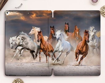 Custodia per iPad Cavalli per iPad Pro 11 12.9 3rd 10.5 Natura iPad 10.2 7th 9.7 6th gen iPad Air 3 2019 Mini 5 per uomo Donna Cover estetica animale