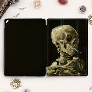 Art iPad case Skull iPad Pro 11 12.9 10.5 Vintage iPad 9.7 10.2 7th gen Air 3 Mini 5 Men Van Gogh Retro Goth Old Drawing Skeleton Anatomy