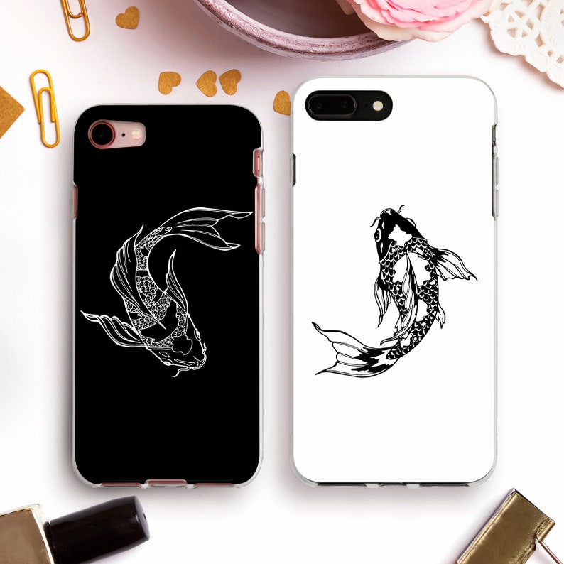 Koi iPhone case for iPhone 13 Pro 12 11 XR 8 Japanese cases Galaxy S21 S20 Couple Aesthetic Japan Elegant Cute Trendy Matching Koi Fish case 