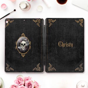 Name iPad case Goth iPad 10th 9th Air 5 Pro 12.9 11 inch iPad 10.2 10.9 Mini 6 Aesthetic custom gothic name Personalized vintage book cover