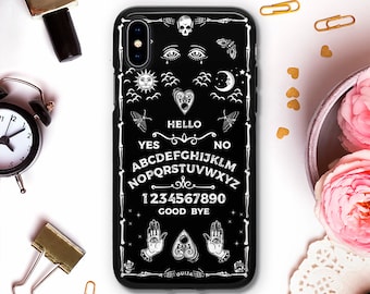 Ouija iPhone case for iPhone XR X 8 Plus 7 Occult case for Galaxy S10 S10e S9 Goth Design Eyes Moths Witch Ghost Gothic Mystical Black case