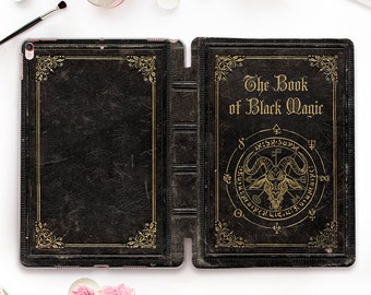 Book iPad case Goth iPad Pro 11 12.9 10.2 10.5 10th Air 5 10.9 9.7 Mini 6 Vintage Aesthetic Old Book of Black Magic for Witch Gothic case