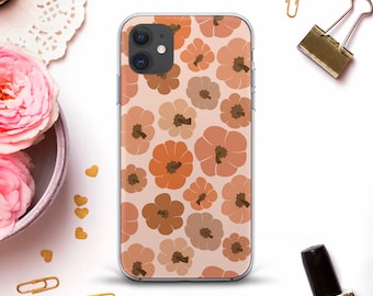 Autumn iPhone case for iPhone 14 Pro Max Trendy iPhone 13 iPhone 12 iPhone 11 XR 8 7 Aesthetic pumpkins Fall Halloween Neutral brown case