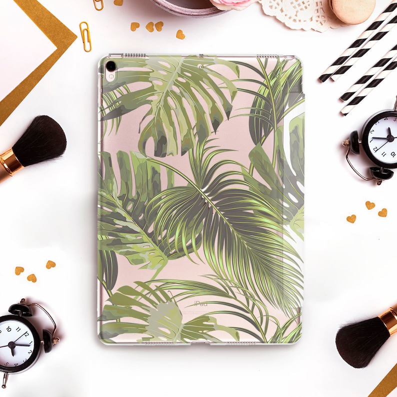 Leaf iPad case for iPad Pro 11 12.9 3rd 10.5 Floral iPad 10.2 7th 9.7 6th gen iPad Air 3 Mini 5 Tropical Green Palm Leaves Botanical cover