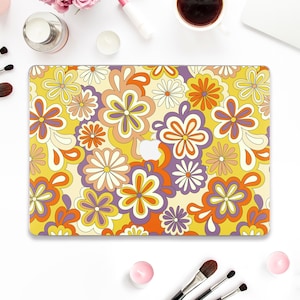 Etui na Macbooka w stylu retro Kwiaty Macbook Pro 13 Air 13 15 M2 M1 Pro 14 cali Macbook Pro 16 Uroczy kwiatowy wzór Estetyczne kolorowe etui hipisowskie