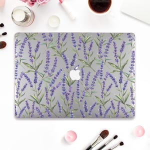 Flowers Macbook case Lavender Macbook Pro 13 inch Air 13 15 M2 M3 2024 Pro 14 16 Aesthetic purple plant Cute floral elegant transparent case