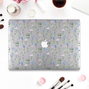 Summer Macbook case Cute Macbook Pro 13 Air 13 15 inch M2 M3 M4 Pro 14 16 Blue purple flowers Aesthetic floral girly pattern Summery case