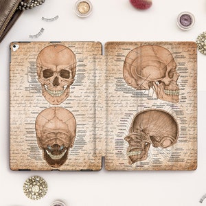 Skull iPad case Book iPad Pro 11 12.9 10.5 Vintage iPad 9.7 10.2 inch Air 3 Mini 5 for Doctor Science Retro Medical Old Antique Style case