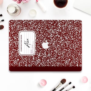 Name Macbook case Custom Macbook Air 13 inch Air 15 M5 M4 Pro 13 14 16 Aesthetic personalized notebook Maroon composition book Unique case