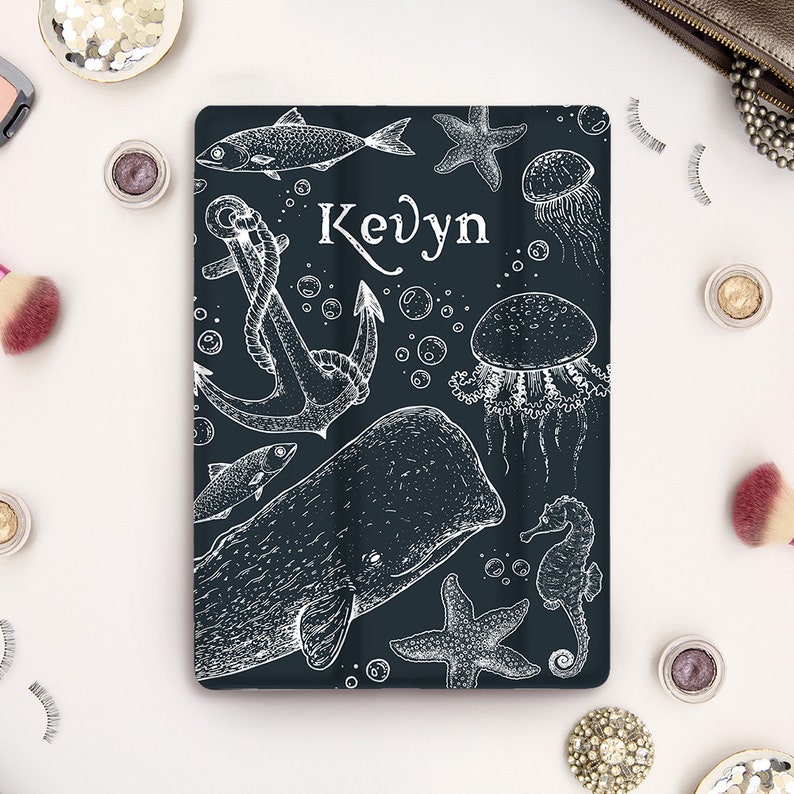 Name iPad case Ocean iPad Pro 11 12.9 10.5 Personalized iPad 9.7 10.2 Air 3 Mini 5 Cute Custom for Boys Nature Animals Octopus Whale case