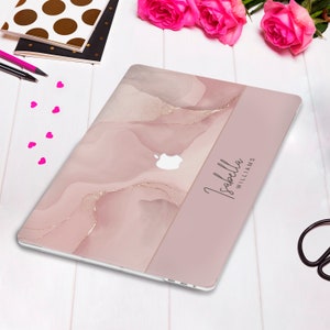 Marble MacBook case Name MacBook Pro 13 Air 13 15 M2 M1 Pro 14 MacBook Pro 16 Aesthetic custom Personalized pink lilac marble Girly case image 3