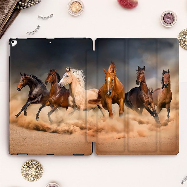 Horses iPad case for iPad Pro 11 12.9 10.5 Nature iPad 10.2 7th 9.7 6th gen iPad Air 3 Mini 5 for Men Women Animals Aesthetic cover Stand