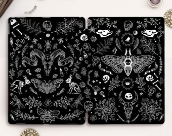 Gothic iPad case Skulls iPad Pro 11 12.9 10.2 10.5 Air 4 10.9 9.7 Mini 6 Goth Occult Floral Horror Insect Moth Edgy Halloween Spooky case