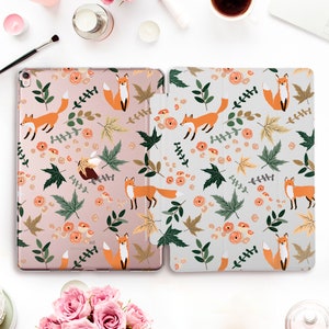 Fox iPad case for iPad Pro 11 12.9 10.5 Cute iPad 10.2 7th 9.7 6th gen iPad Air 3 Mini 5 for Girls Kids Kawaii Floral Animal Autumn cover