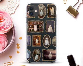 Etui na iPhone'a w stylu gotyckim na iPhone'a 17 Pro, iPhone'a 16, iPhone'a 15, 14, 13, 12, Halloween Obrazy z duchami Sztuka grozy Estetyczne, modne etui w stylu gotyckim